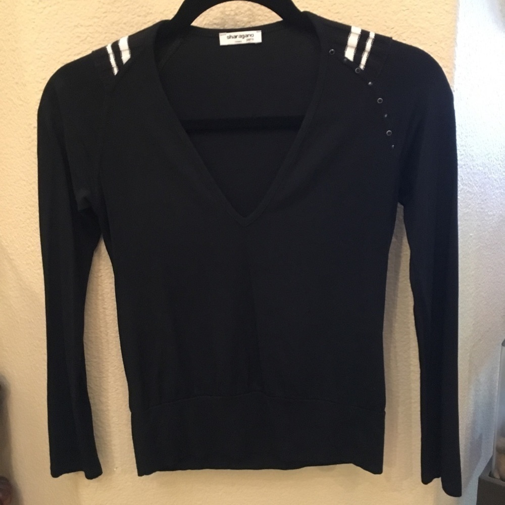 SHARAGANO PARIS Black Long Sleeve Top Size 1